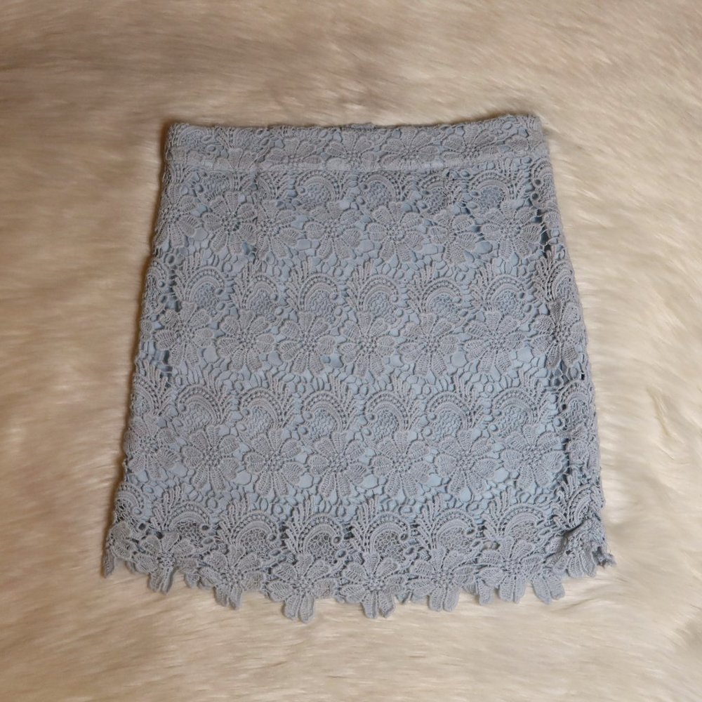 Blue Lace Pencil Skirt by Forever 21